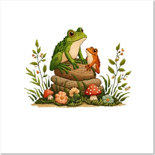 Whimsical Frogs: A Tale Stitched in Time Posters and Art